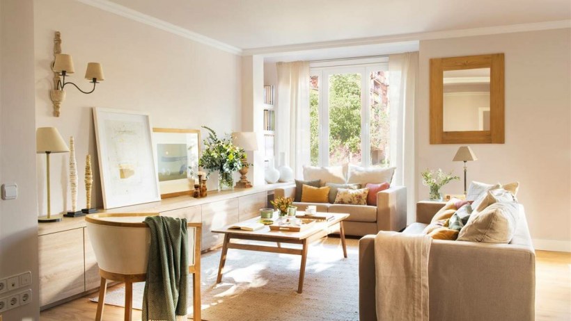 Пастельные тона в гостинной