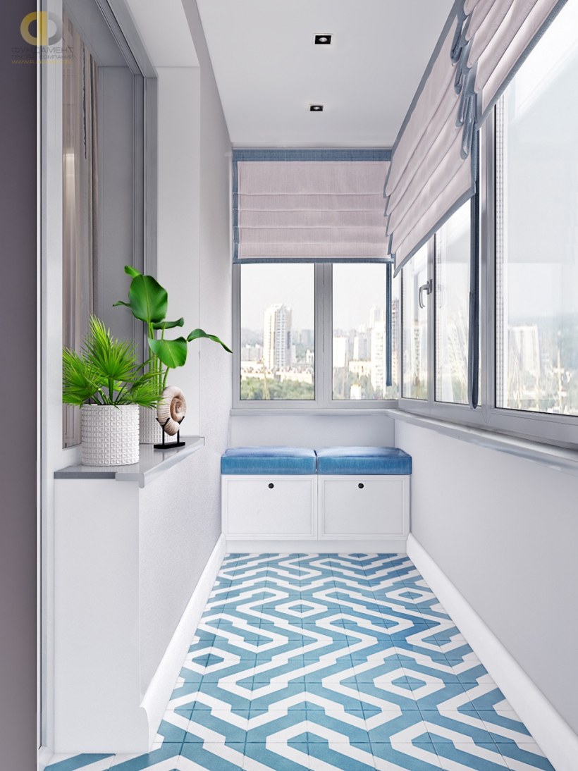 Балкон в мятных тонах