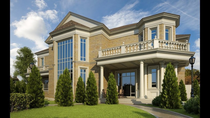 Белый двухэтажный дом