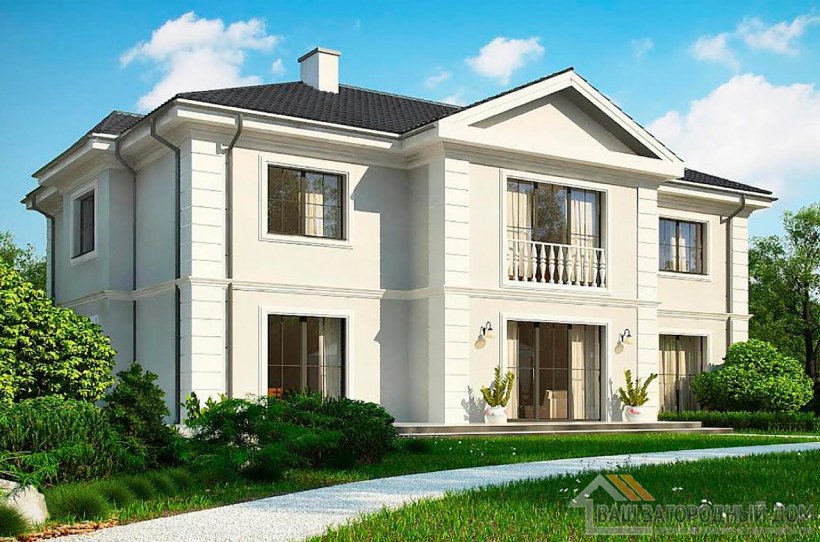 Проект трехэтажного коттеджа в классическом стиле