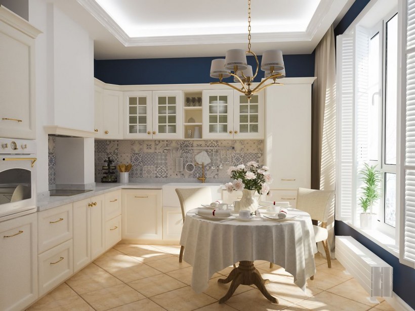 Кухня в стиле Неоклассика синяя кухня в современном стиле