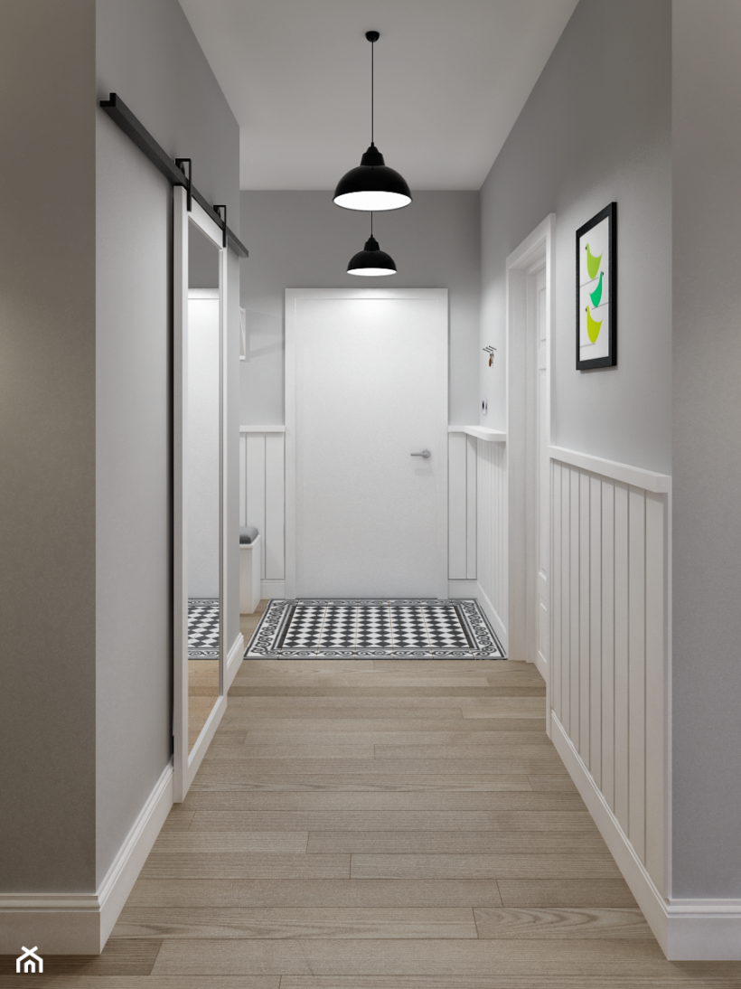 Серые стены в коридоре