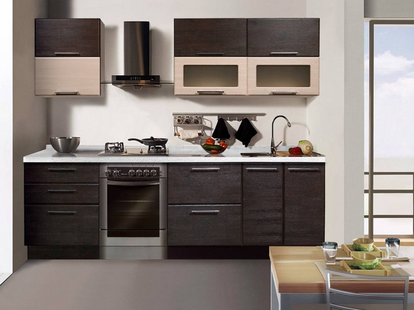 Дизайн кухни венге с бежевым