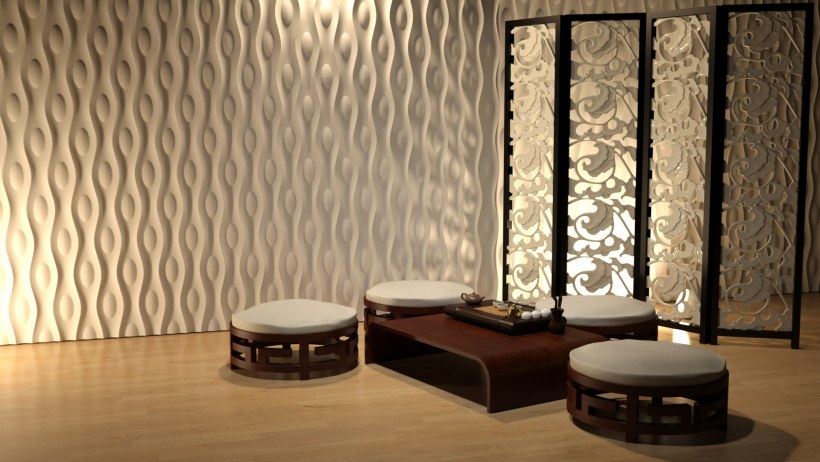 Обои с вертикальным рисунком в интерьере