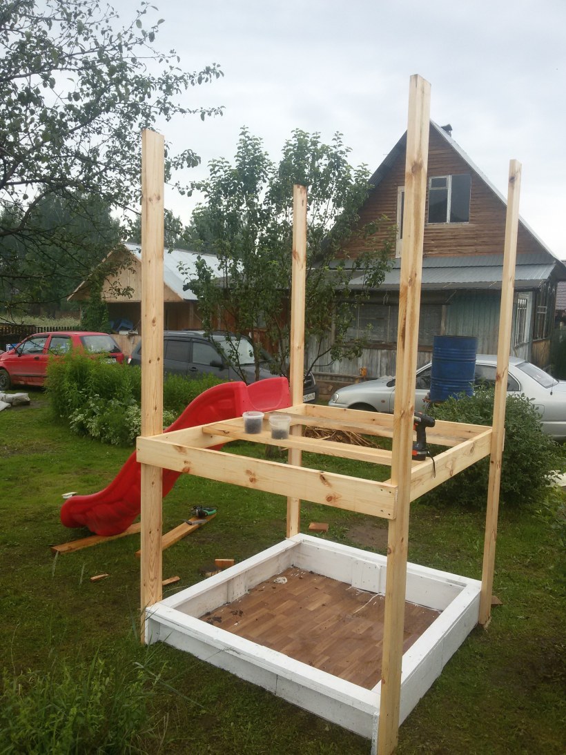 Детский домик с песочницей для дачи