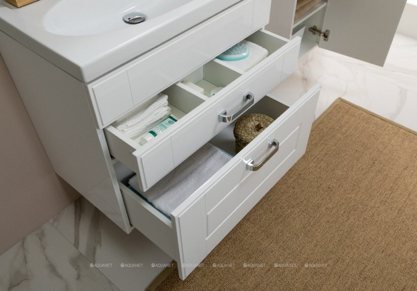 Тумба с раковиной Aquanet Рондо 60 белый антик (2 ящика)