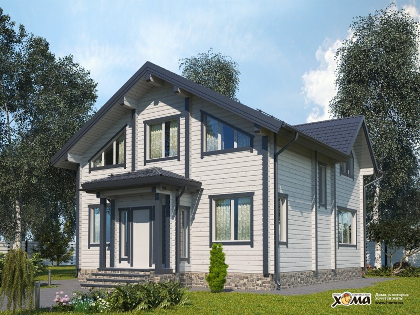 Серый дом из клееного бруса