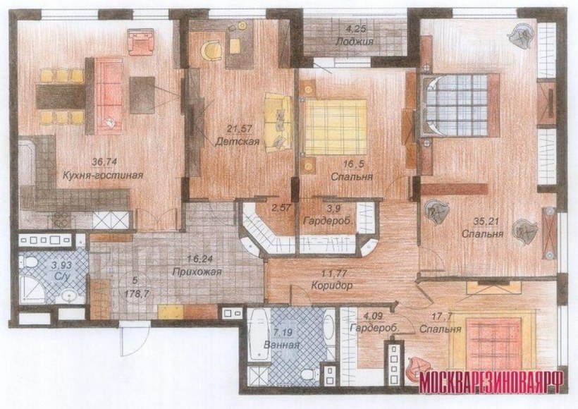 План четырехкомнатной квартиры