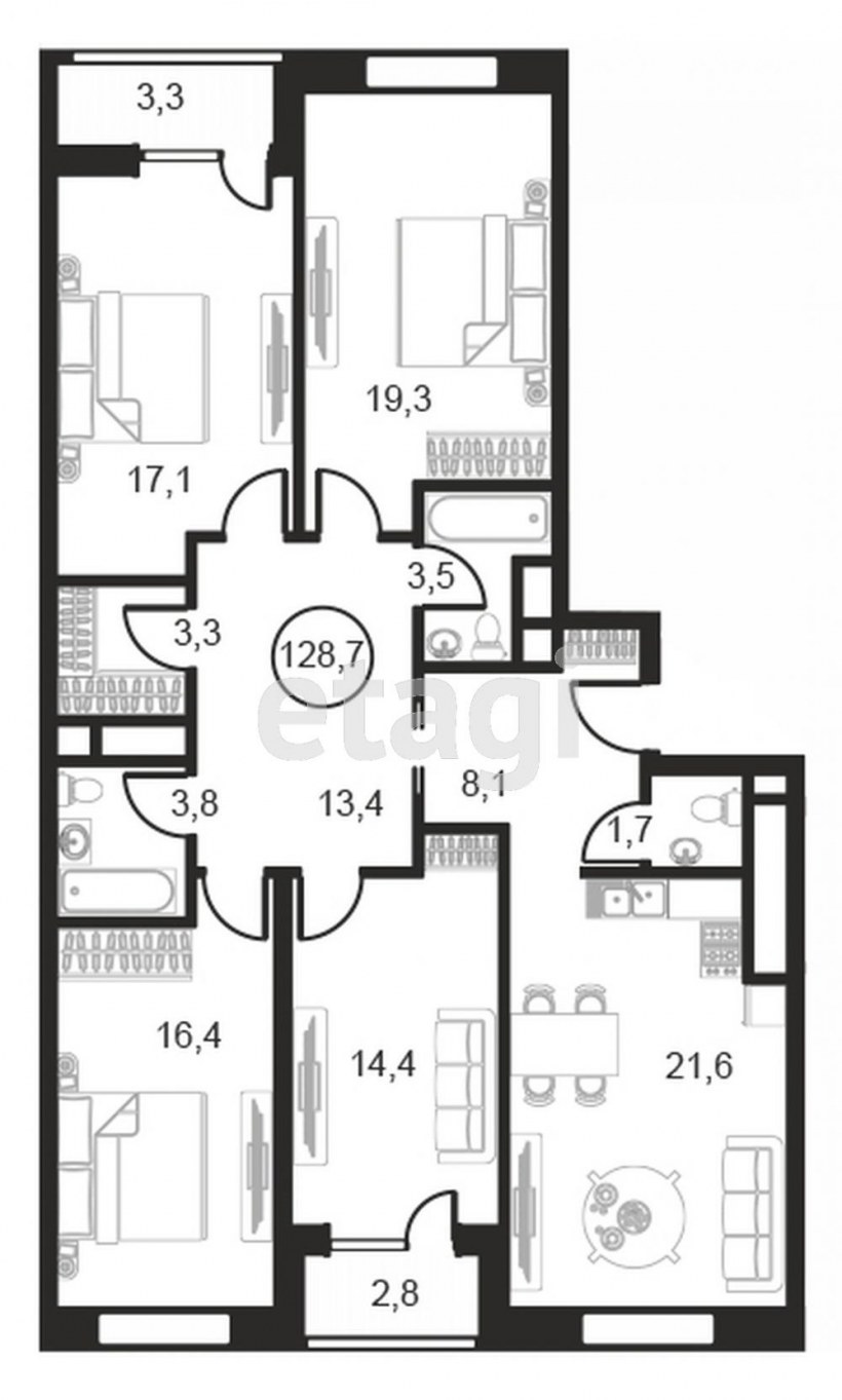 Большая квартира план