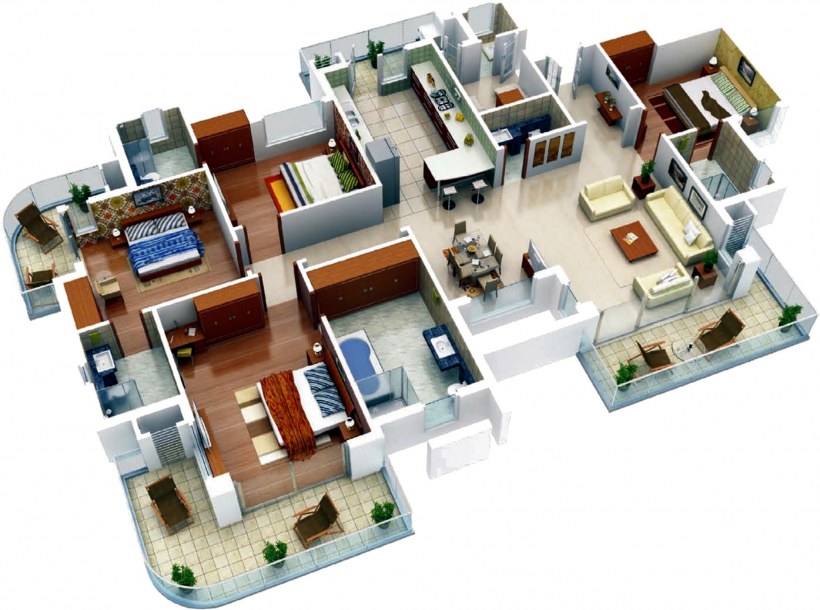 Планировка четырехкомнатной квартиры