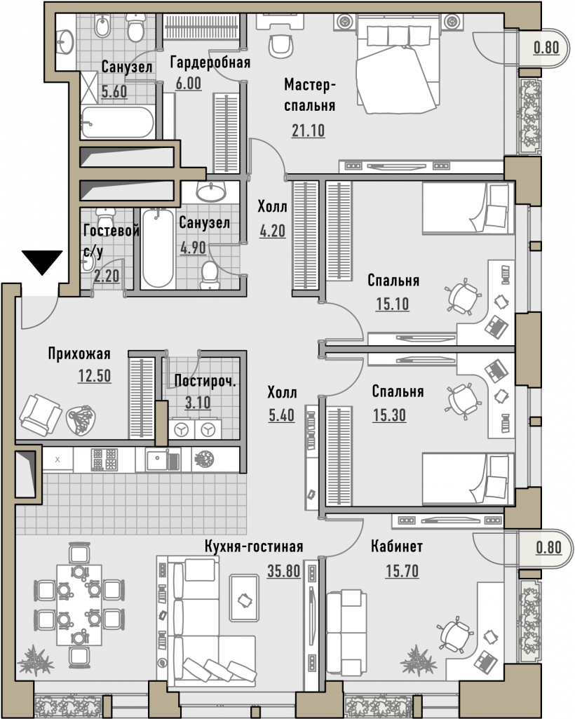 Многокомнатные квартиры планировка