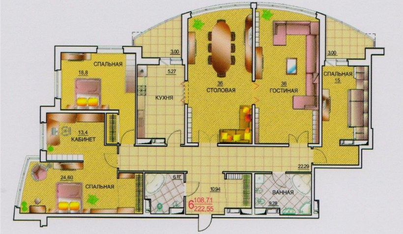 Планировка пятикомнотной кв.