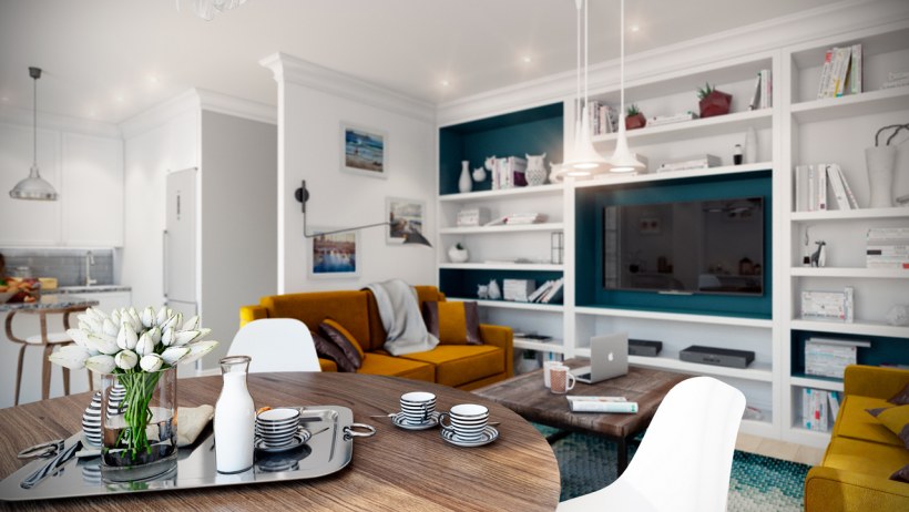 Телевизор в скандинавском интерьере