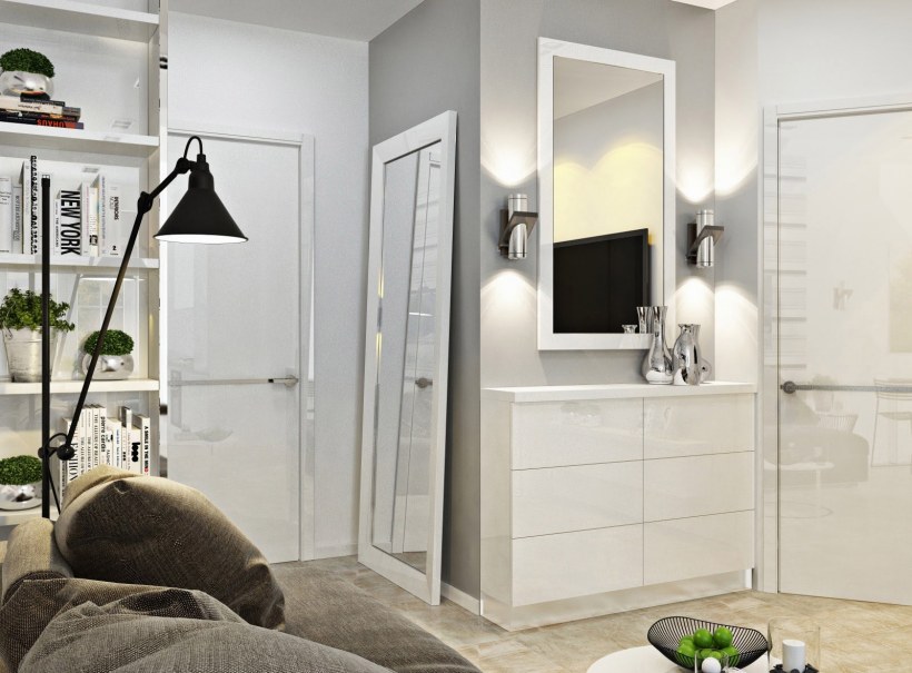 Прихожая в скандинавском стиле в однокомнатной