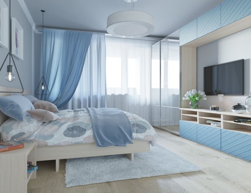 Голубая спальня в современном стиле