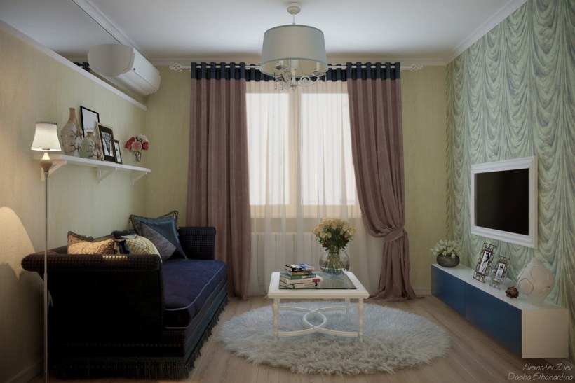 Гостиная в современном стиле в светлых тонах