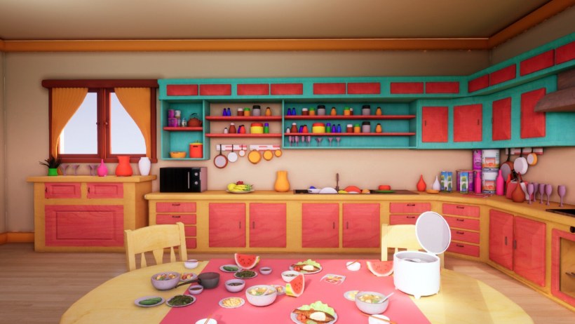 Кухня в особняке аниме