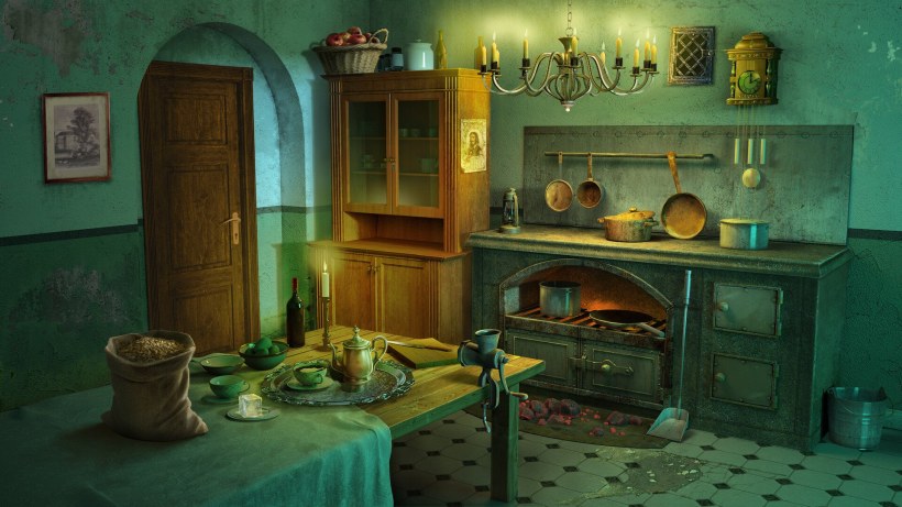 Оранжевые стены в интерьере кухни