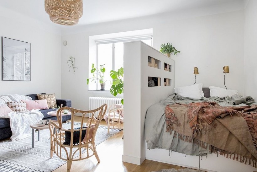 Зонирование комнаты в скандинавском стиле