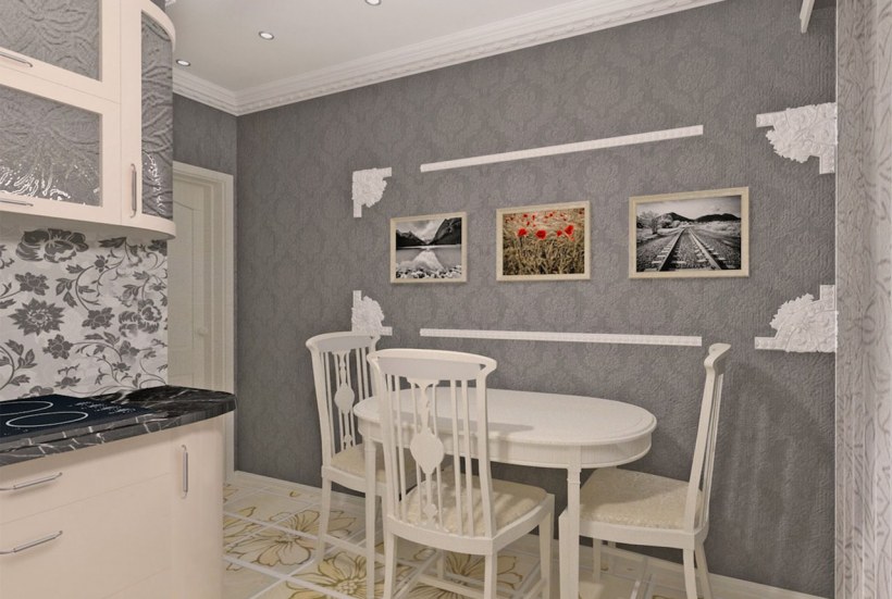 Комбинированные обои для кухни в хрущевке