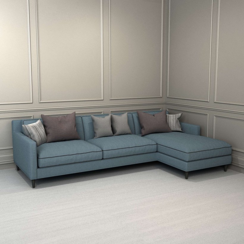 Угловой диван серо-голубой