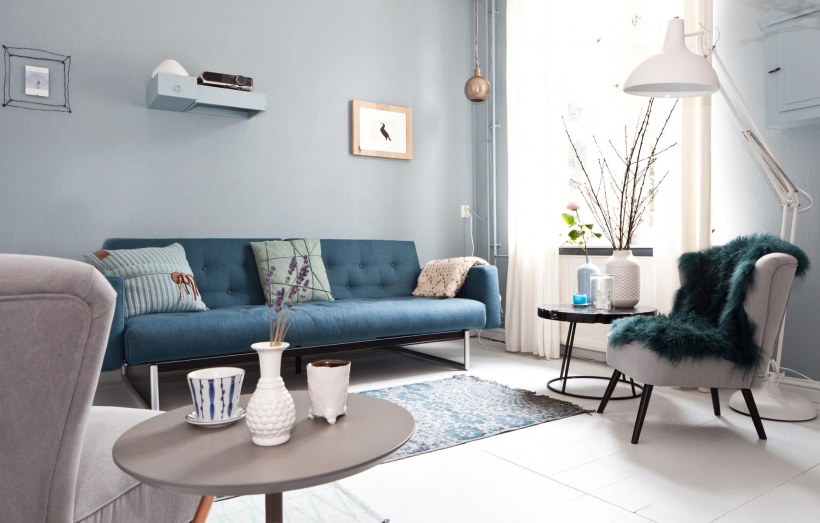 Сине серый диван