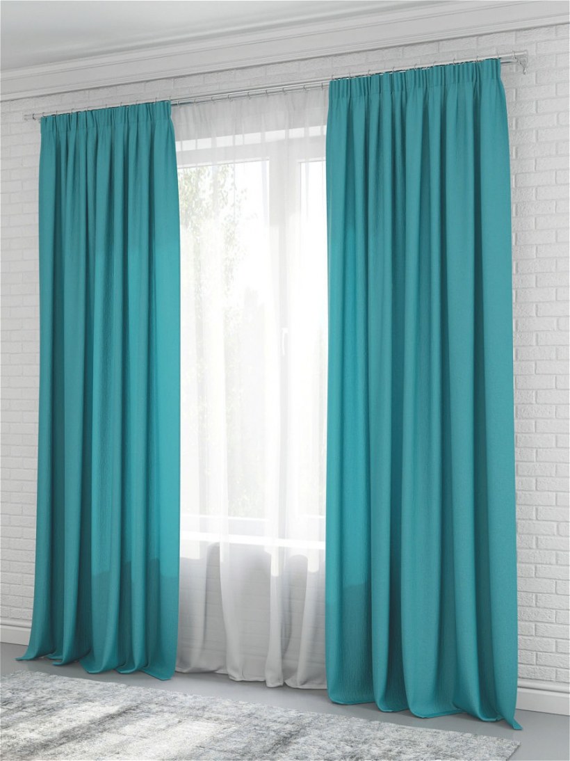 Шторы бирюзовые с коричневым