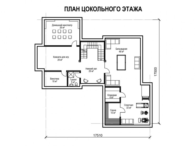 План цокольного этажа многоэтажного здания