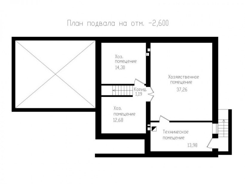 Планировка цокольного этажа с подсобными помещениями