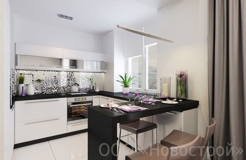 Кухня с диваном и барной стойкой 10 кв