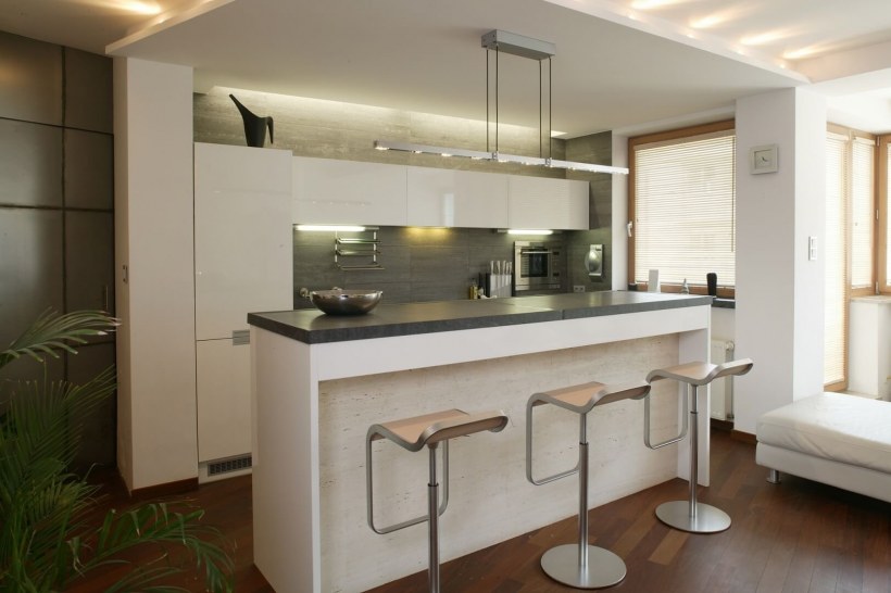 Кухня-гостиная с барной стойкой