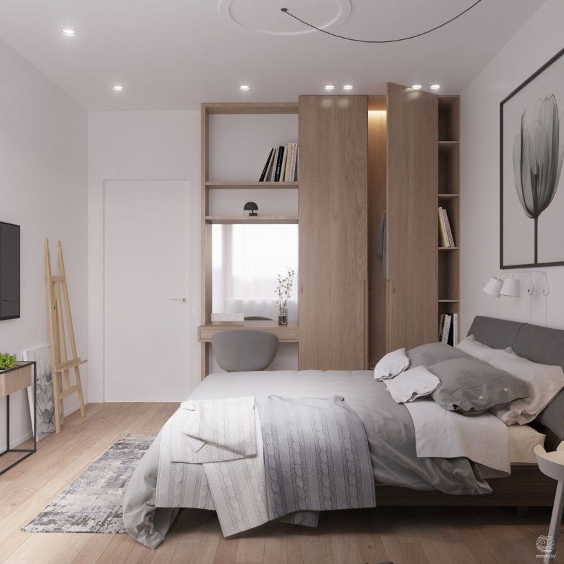 Спальня в бело сиреневых тонах