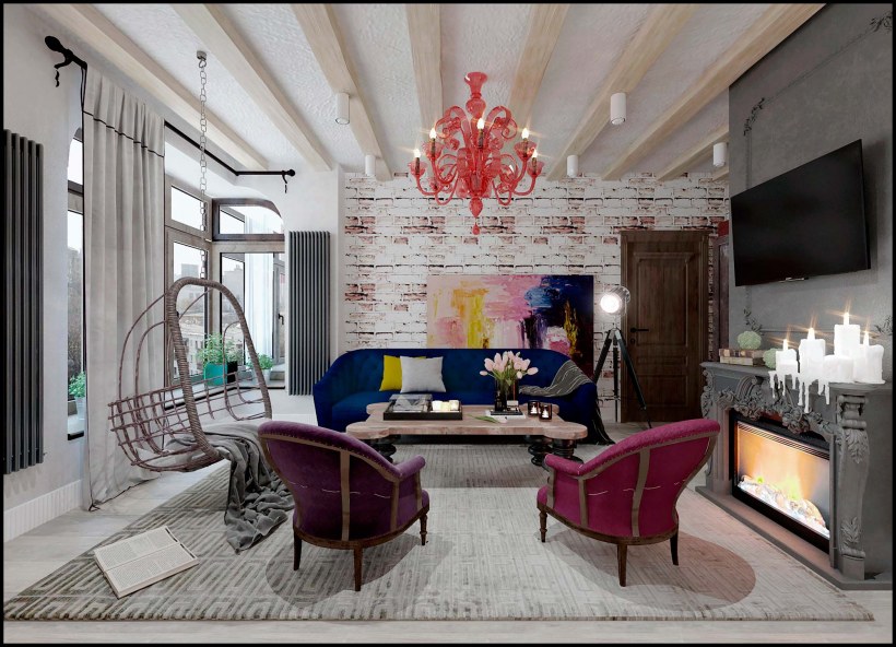 Интерьер в стиле гламурный лофт