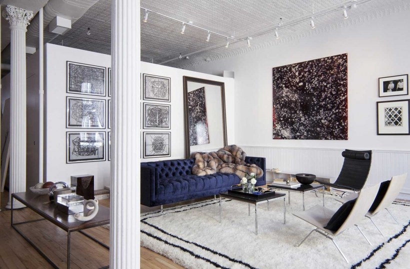 Гостиная в стиле лофт черно белый