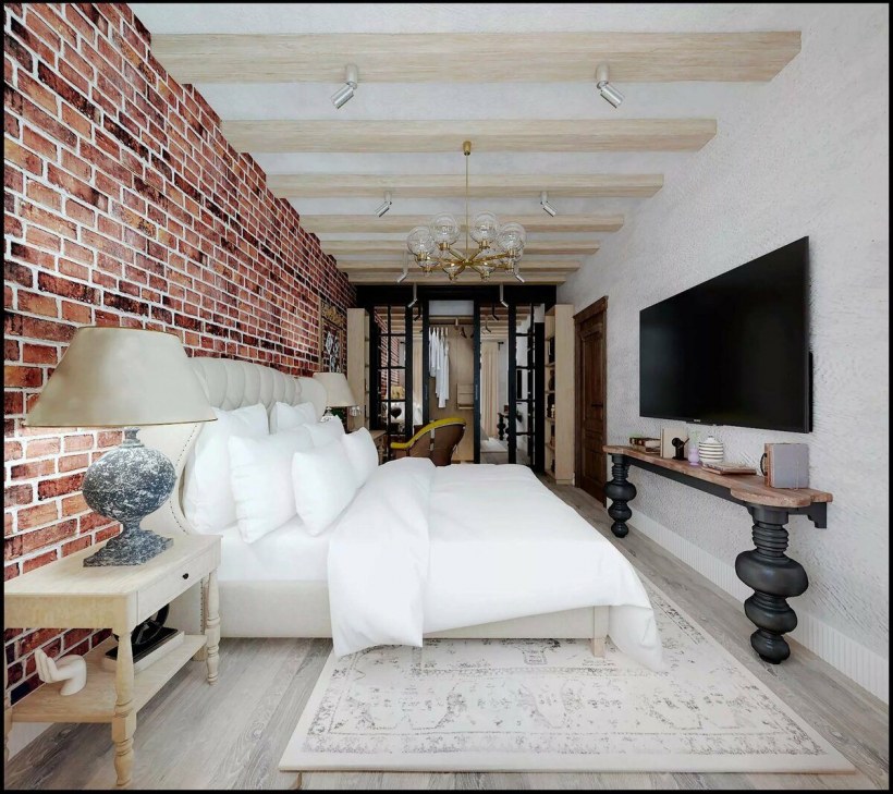 Спальня в стиле гламурный лофт