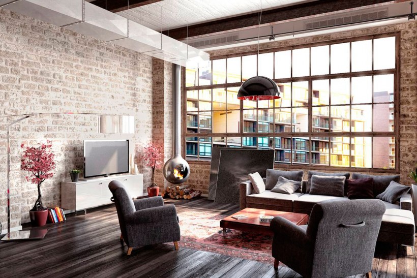 Лофт Индастриал гостиная