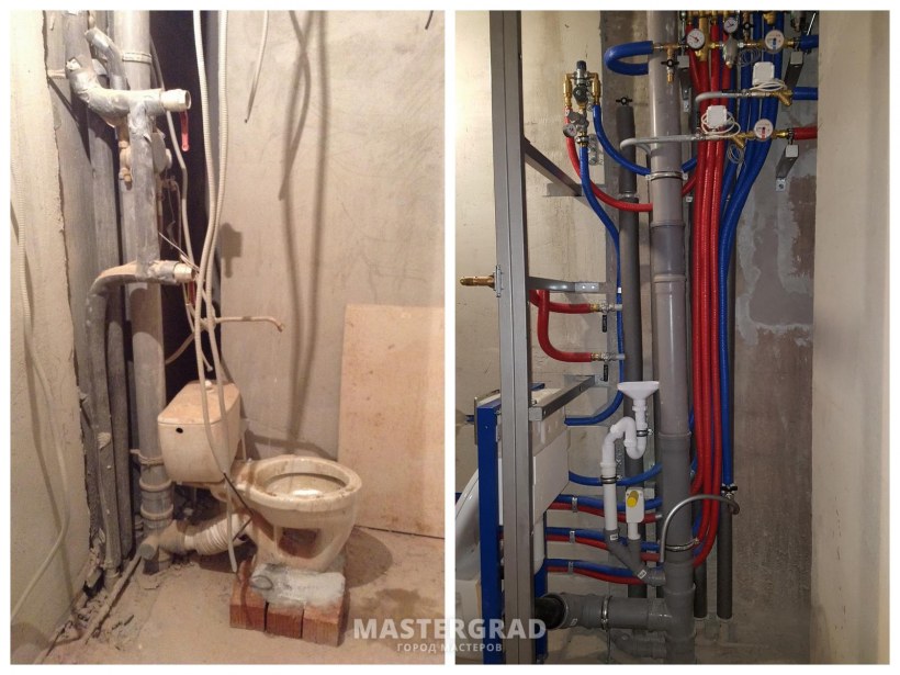 Подводка труб в ванной