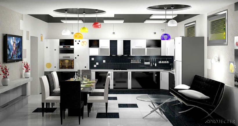 Гостиная-кухня в стиле Авангард