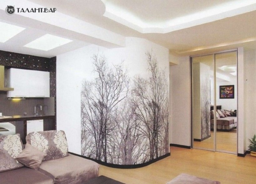 Обои для гостиной в светлых тонах