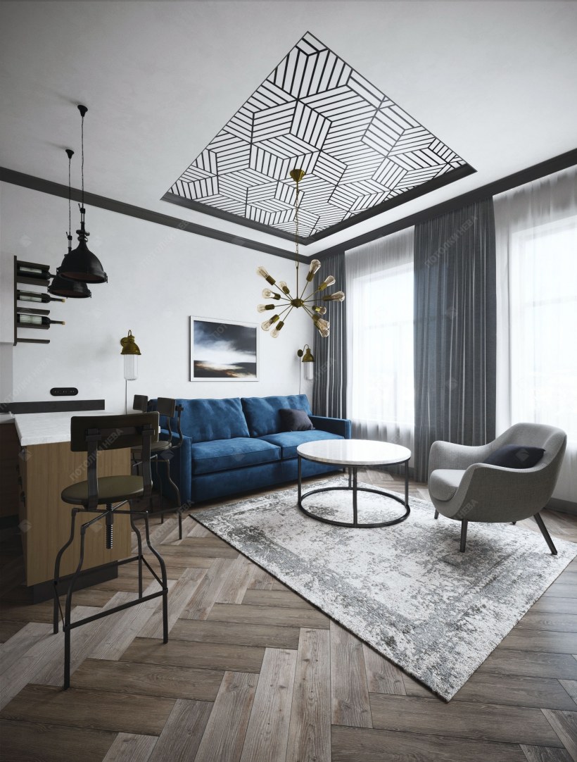 Теневой подвесной потолок в интерьере