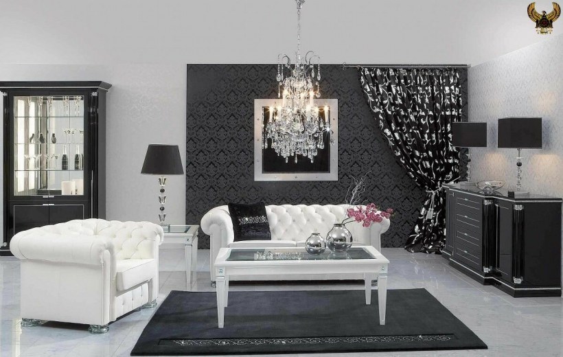 Бело черный интерьер