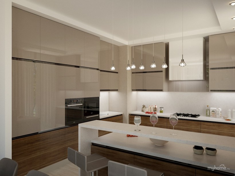Бежевая кухня в стиле Минимализм