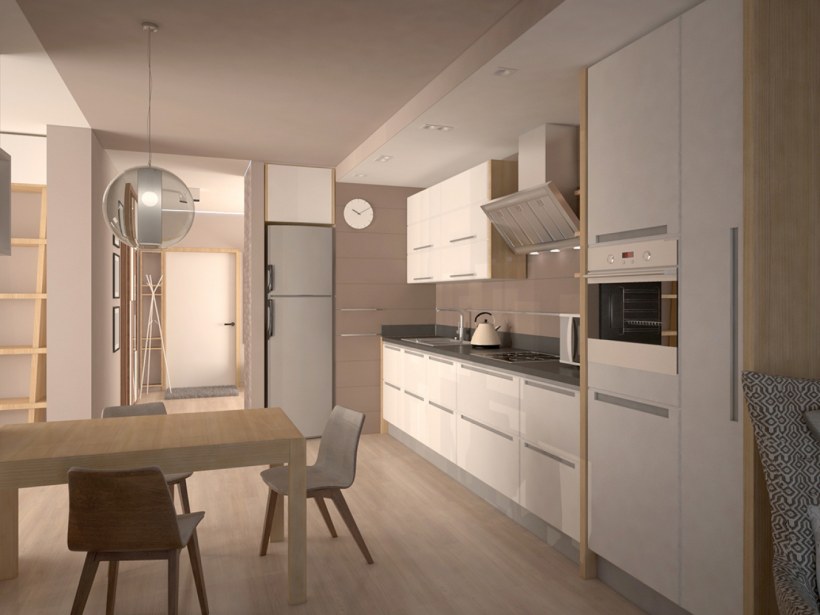 Бежевая кухня Минимализм