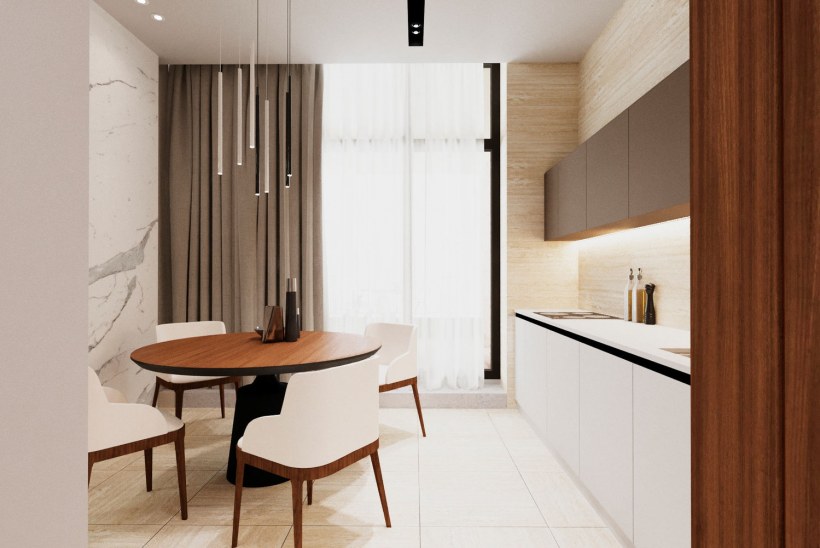 Совместной гостиной и кухни Минимализм