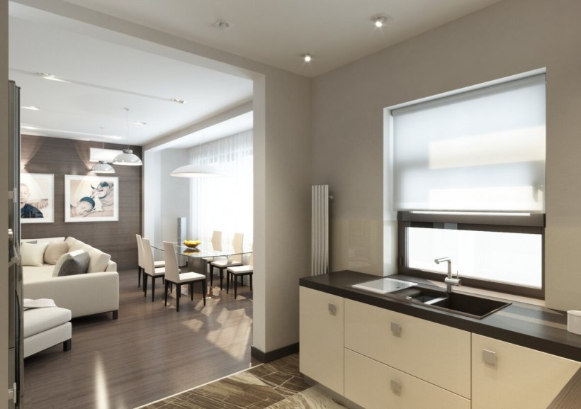 Кухня-гостиная в минималистическом стиле