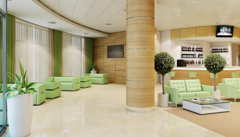 Интерьер холла гостиницы