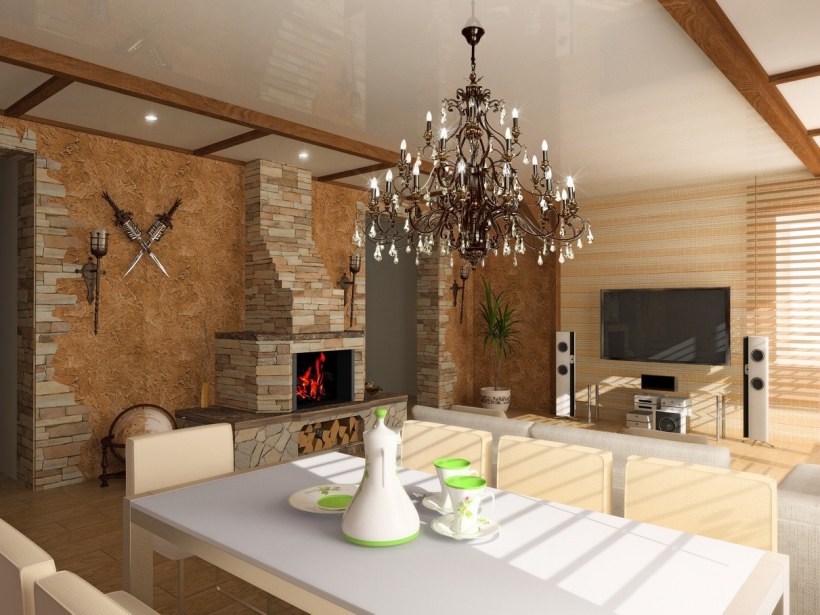 Гостиная с камином