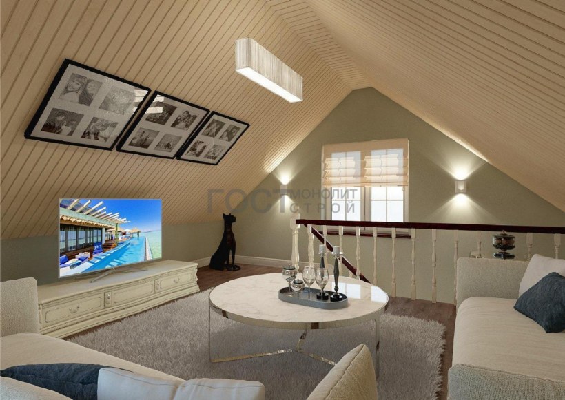 Интерьер деревянной мансарды