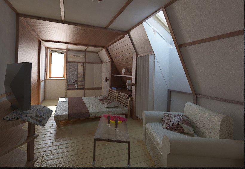 Мансардный этаж с двухскатной крышей