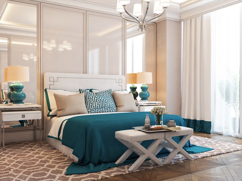 Яркая спальня Неоклассика